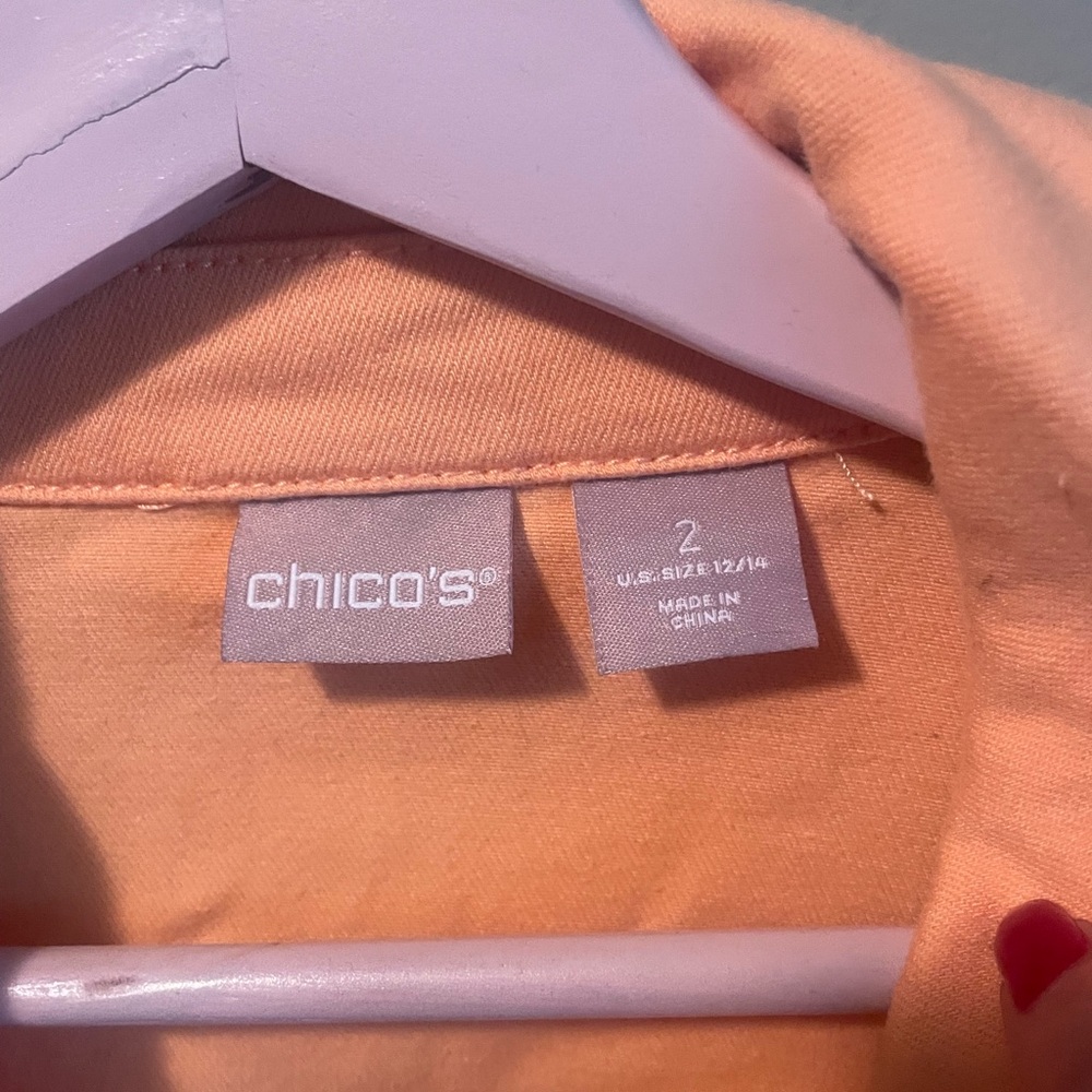 Chico's Vibrant Orange Jean Jacket - Picture 3 of 8